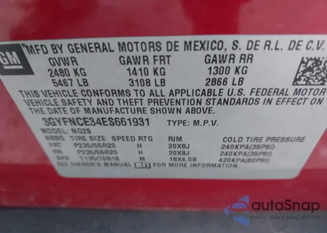 2014 Cadillac Srx Performance Collection z USA, uszkodzony, nr VIN 3GYFNCE34ES661931